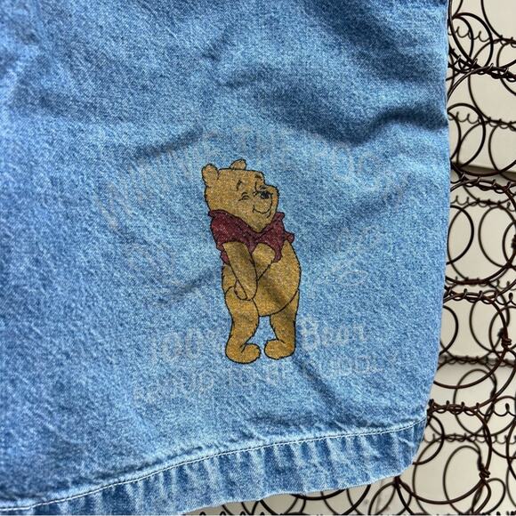 Vintage 90s Pooh Bear Disney denim jean shortalls Volup Plus Size 20W - Picture 3 of 5